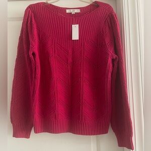 LOFT Bold Pink-Berry Crew Neck Sweater